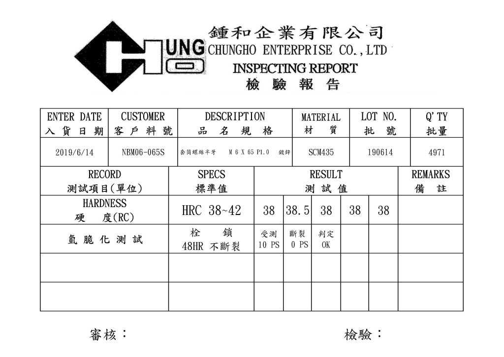 Hydrogen Embrittlement Test Report